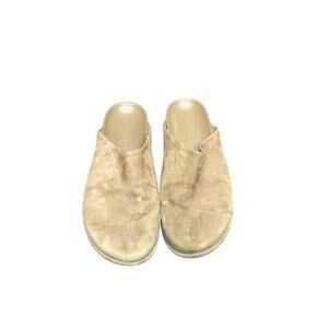 Jenni Kayne Basic Casual Green Slip On Suede Oiled Leather Moc Clog Mules Size 7